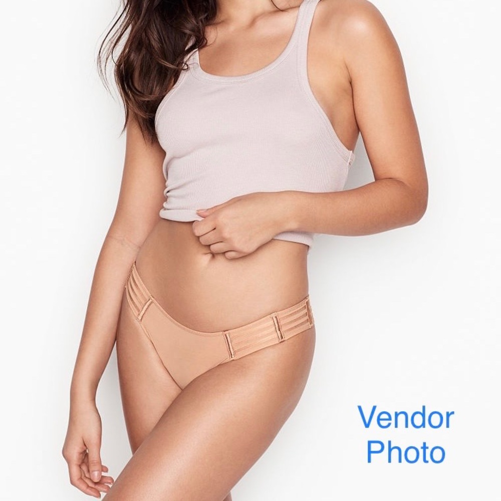 Victoria’s Secret Very Sexy Luxe Mesh Cheekini Panty (Champagne, Large)